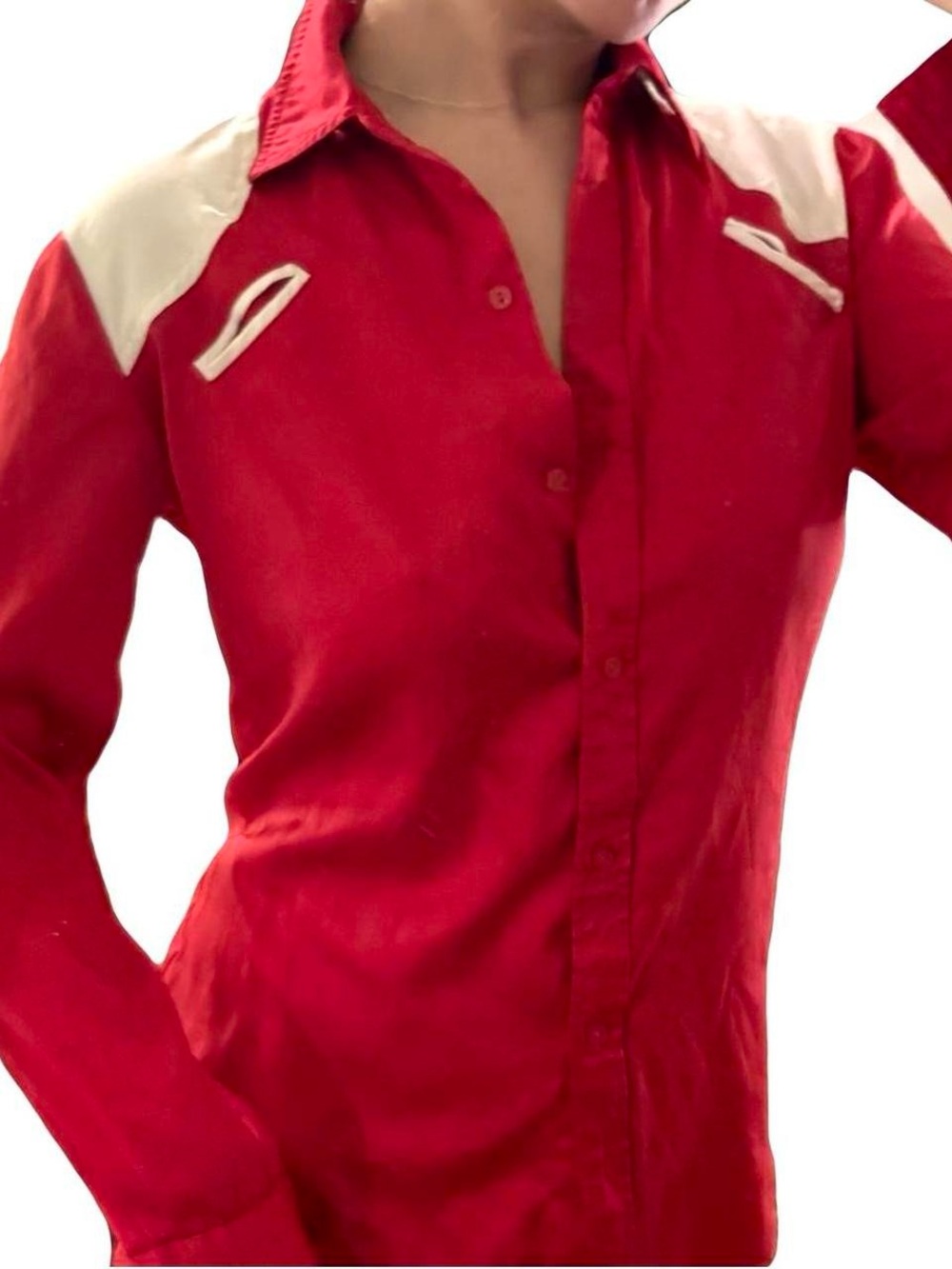 American Vintage Women's Red and White Shirt